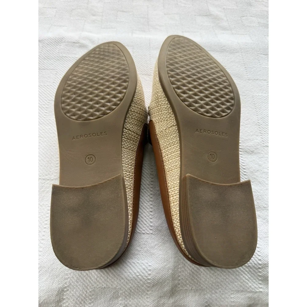 Aerosoles Erik Women Shoes Sz 10M Mules Natural Office Resort Preppy